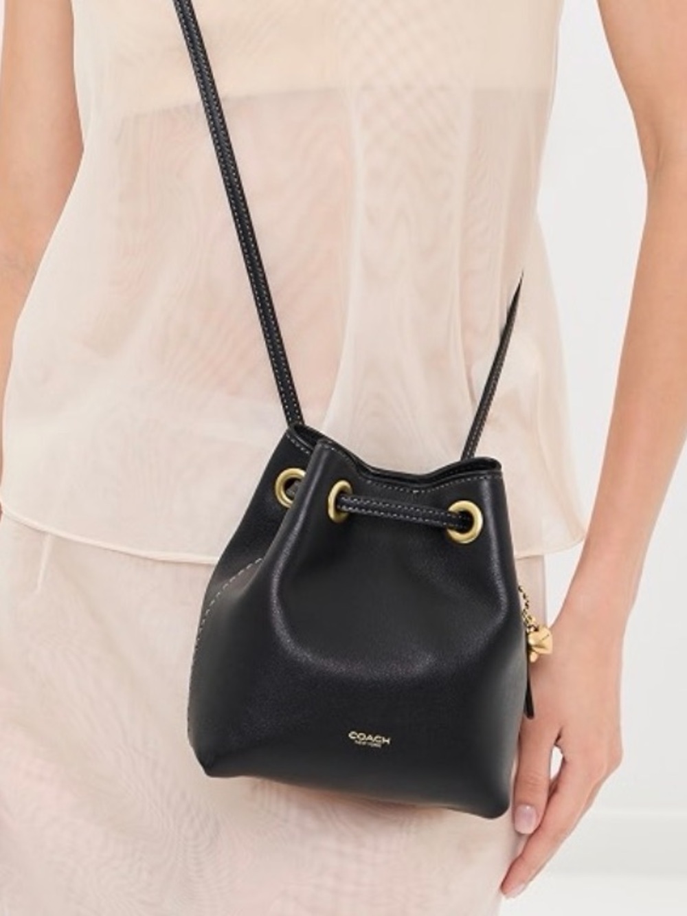 Coach Leather Jade Drawstring Bag